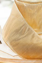 4" x 10 Yard Metallic Dupioni Ribbon Gold