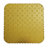 O'Creme Gold Corrugated Scalloped Square Cake Board, 9", Pack of 10