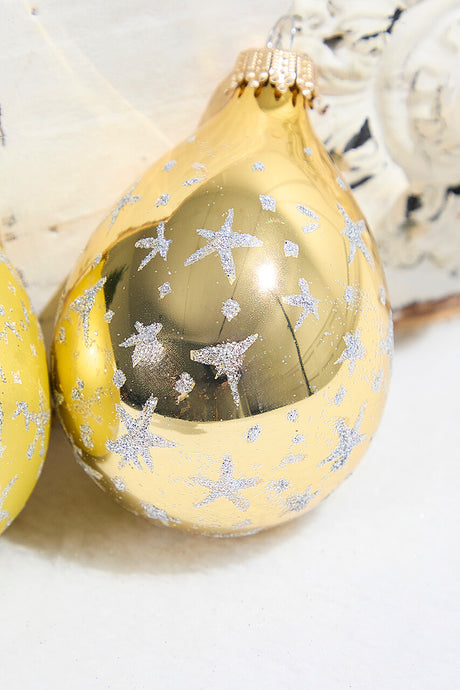 6ct Glass Drop Aztec Gold & Gold Velvet with Silver Stars