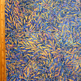 Nylon Spandex Swim Knit Gold Branches on Blue