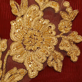 Beaded Corded Floral Lace Applique 100% Polyester Net Mesh 13" x 3"