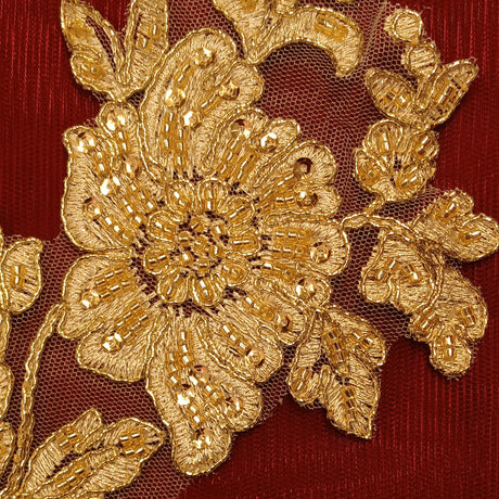 Beaded Corded Floral Lace Applique