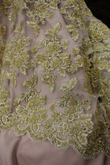 Beaded Corded Bridal Lace Fabric