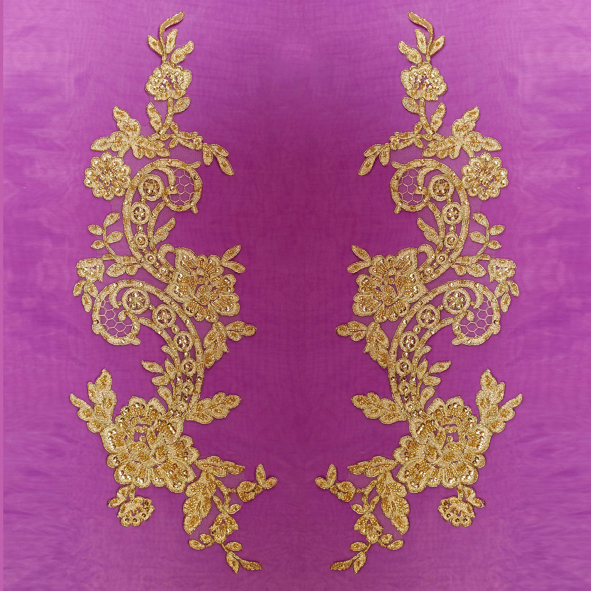Beaded Corded Floral Lace Applique