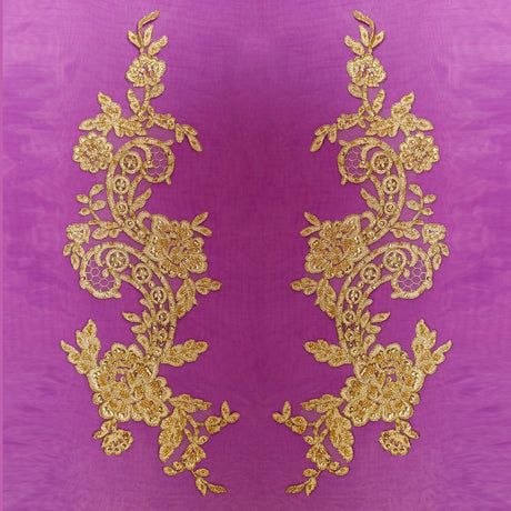 Beaded Corded Floral Lace Applique