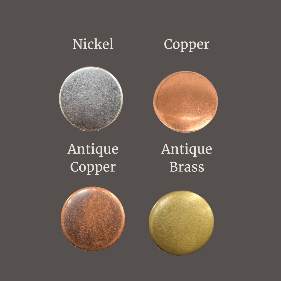 Jeans Buttons Plain Metal Buttons - Antique Brass, Antique Copper, Copper, Nickel