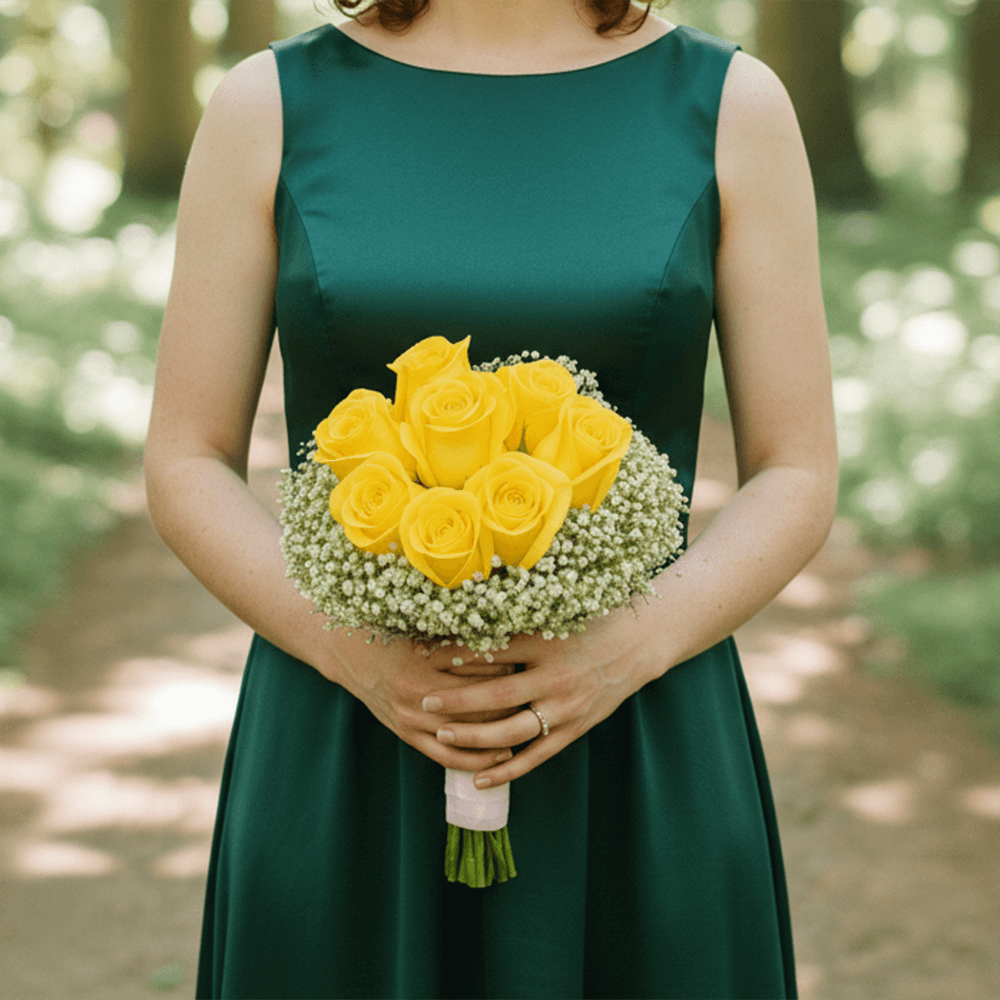 Fresh Yellow Rose Bridesmaids 3 bouquets with 19 Stems Each Wedding Flowers