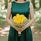 Yellow Roses Bridesmaids Bouquets 6 Sets Fresh Flowers 19 Stems Each