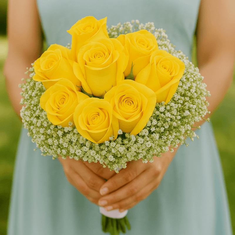 Fresh Yellow Rose Bridesmaids 3 bouquets with 19 Stems Each Wedding Flowers