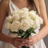 White Roses Bridesmaids Bouquets 6 Sets Fresh Wedding Flowers 28 Stems Romantic