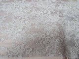 Gorgeous White French Design Embroidered And Beaded Mesh Lace Fabric - White Floral Embroidery, Metallic Shine, 50" Width (1 Yard)