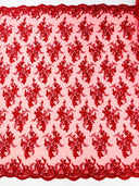 Gorgeous Beaded Lace On Mesh Polyester Fabric - Beaded Lace, 50" Width (1 Yard)