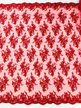 Gorgeous Beaded Lace On Mesh Polyester Fabric - Beaded Lace, 50" Width (1 Yard)