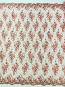 Gorgeous Beaded Lace On Mesh Polyester Fabric - Beaded Lace, 50" Width (1 Yard)