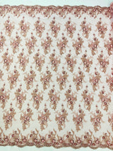 Gorgeous Beaded Lace On Mesh Polyester Fabric - Beaded Lace, 50" Width (1 Yard)