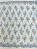Gorgeous Beaded Lace On Mesh Polyester Fabric - Beaded Lace, 50" Width (1 Yard)