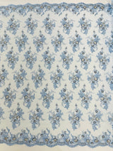 Gorgeous Beaded Lace On Mesh Polyester Fabric - Beaded Lace, 50" Width (1 Yard)