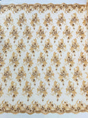 Gorgeous Beaded Lace On Mesh Polyester Fabric - Beaded Lace, 50" Width (1 Yard)