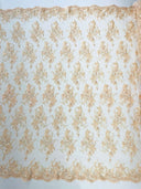 Gorgeous Beaded Lace On Mesh Polyester Fabric - Beaded Lace, 50" Width (1 Yard)