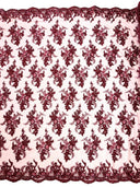 Gorgeous Beaded Lace On Mesh Polyester Fabric - Beaded Lace, 50" Width (1 Yard)