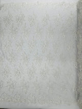 Gorgeous Beaded Lace On Mesh Polyester Fabric - Beaded Lace, 50" Width (1 Yard)