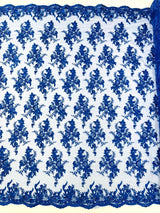 Gorgeous Beaded Lace On Mesh Polyester Fabric - Beaded Lace, 50" Width (1 Yard)