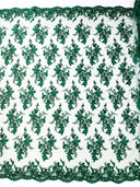 Gorgeous Beaded Lace On Mesh Polyester Fabric - Beaded Lace, 50" Width (1 Yard)
