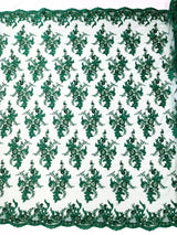 Gorgeous Beaded Lace On Mesh Polyester Fabric - Beaded Lace, 50" Width (1 Yard)