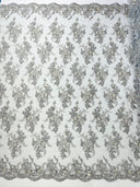 Gorgeous Beaded Lace On Mesh Polyester Fabric - Beaded Lace, 50" Width (1 Yard)