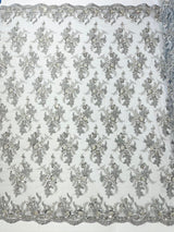 Gorgeous Beaded Lace On Mesh Polyester Fabric - Beaded Lace, 50" Width (1 Yard)