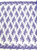 Gorgeous Beaded Lace On Mesh Polyester Fabric - Beaded Lace, 50" Width (1 Yard)