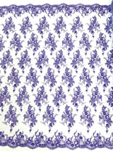 Gorgeous Beaded Lace On Mesh Polyester Fabric - Beaded Lace, 50" Width (1 Yard)