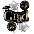 Graduation Balloon Bouquet Silver & Gold