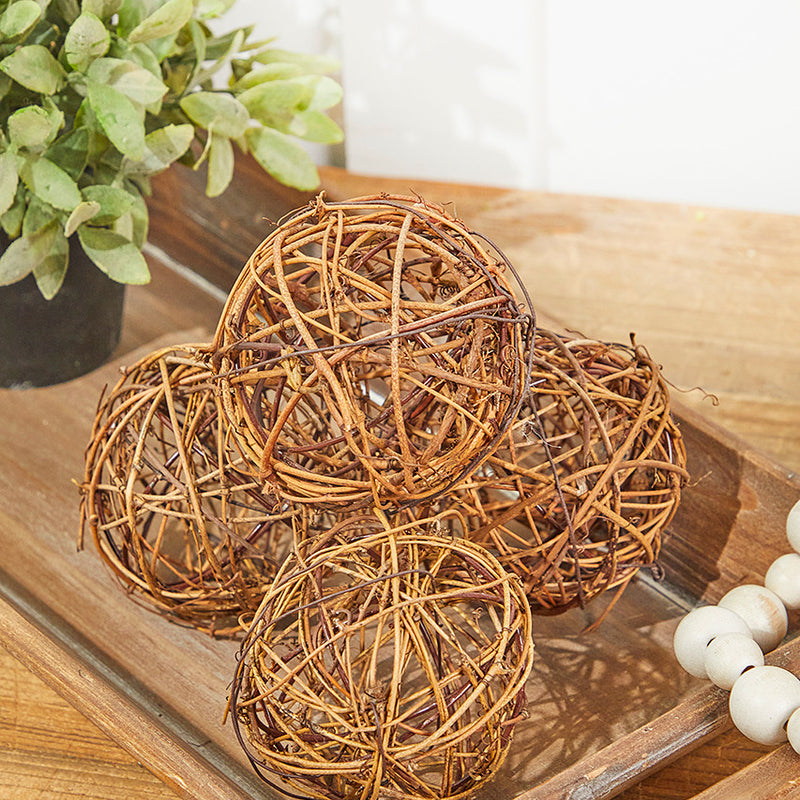 Vine Grapevine Ornament – Set of 4 Rustic Decorative Orbs