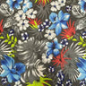 Hawaiian Floral Mix Poly Cotton Fabric - Aqua Hawaiian Floral Print, 58/60" Width