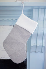 Gray Stocking with White Quilt Trim