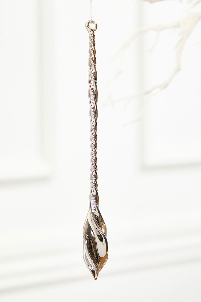 9" Slate Gray Drop Glass Ornament