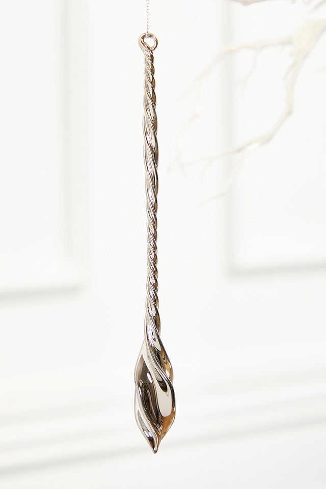 9" Slate Gray Drop Glass Ornament