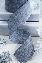 2.5" x 10 Yard Gray Linen Wired Ribbon