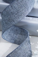 2.5" x 10 Yard Gray Linen Wired Ribbon