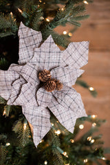 18” x 13" Plaid Poinsettia Stem