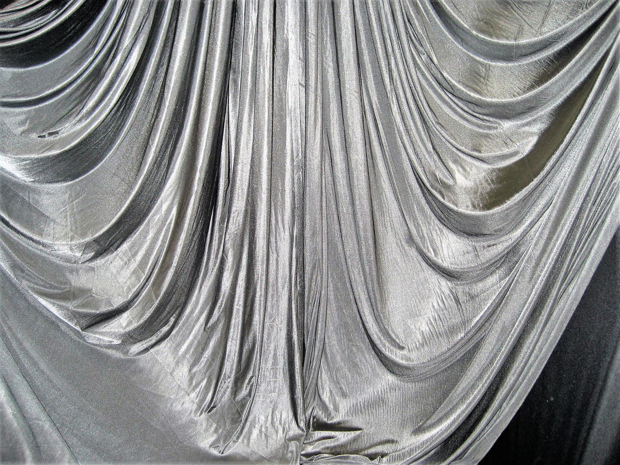 Low Stretch Gray Polyester Fabric - Gray, 108"-120" Width (1 Yard)