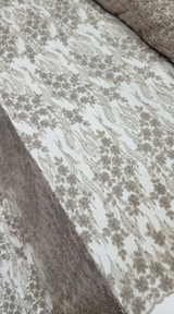 Champagne Beaded Lace Floral Embroidery Mesh