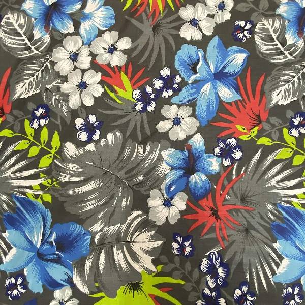 Hawaiian Floral Mix Poly Cotton Fabric - Tropical Floral, Multicolor, 58/60" Width (1 Yard)