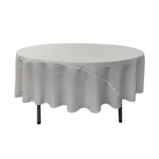 90″ Light Grey Polyester Round Tablecloth