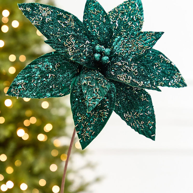 19" x 14" Emerald Green Poinsettia Stem