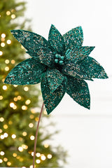 19" x 14" Emerald Green Poinsettia Stem