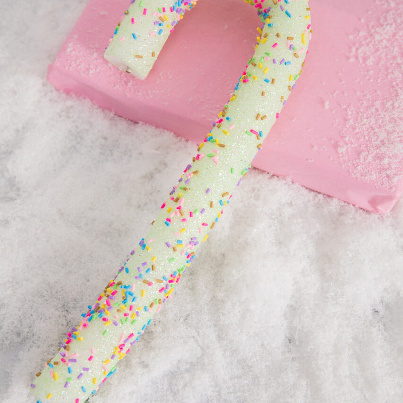 10” Green Sprinkle Candy Cane