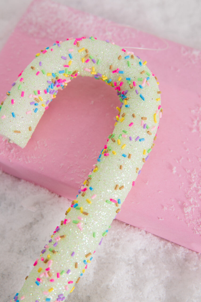 10 Inch Green Sprinkle Candy Cane