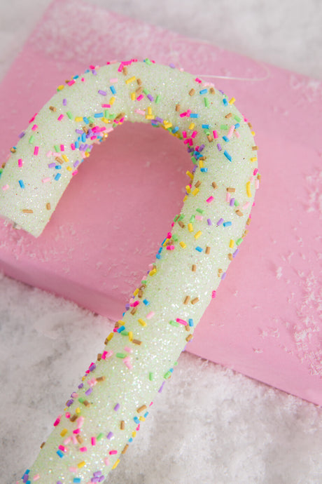 10” Green Sprinkle Candy Cane